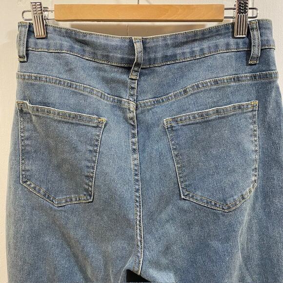 DEAT Hollow Cut Out Stretch Straight High Waist Wide Leg Denim Jeans Womens 8 - Picture 6 of 14